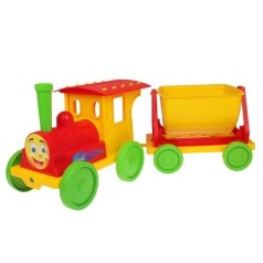 Поезд-конструктор 1 прицеп 013115 красный