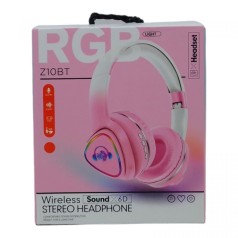 Наушники беспроводные, с подсветкой (розовые)