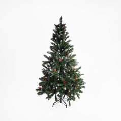 Елка искусственная высота 125 см, разборная, украшенная ягодами и шишками, в кор. 