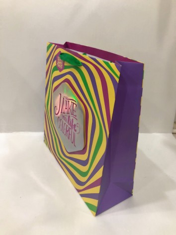 Пакет подарунковий паперовий, 26х32х12 см, паперовий крейдований, 140г/м2+матова ламінація + 3D голографічна аплікація 5 шт. в уп.