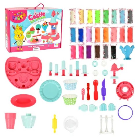 Набір для творчості Strateg "Містер тісто. Castle Ice-Cream" 22 бруски маси для ліплення 23 аксесуари (32x23x11 см)