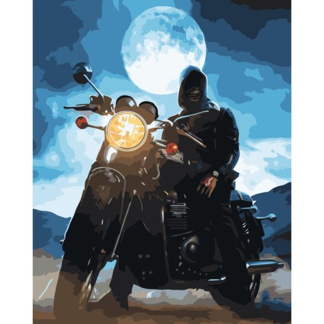 Картина за номерами Байкерська ніч 40х50 см (VA-3401) з лаком та рівнем TM Strateg