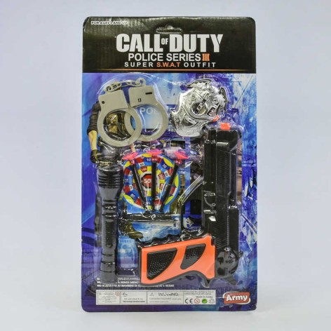 Поліцейський набір пістолет, наручники, значок, ліхтарик, у слюді 