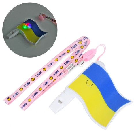 Свисток 9см, пластик, на шнурку, прапор/Україна, у п/е, 9-12-1,5см /100/