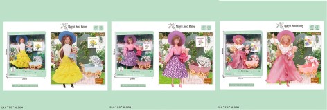 Кукла типа Барби, микс 3 вида, мамочка, младенец, аксес, р-р куклы корр. 29см 