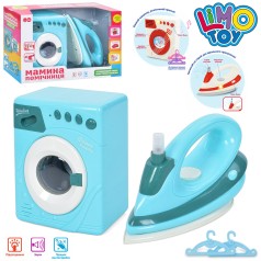 Набір іграшкової побутової техніки праска, бризкає водою, пральна машина, музика, світло, на бат-ці, в кор-ці, 35-23-11,5см 