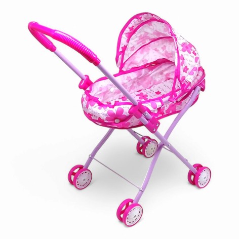 Коляска для кукол металлическая, классика, двойные колеса - Цветы