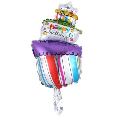 Большие гелиевые шары «Happy Birthday», надувные фольгированные воздушные фигуры для праздника 45*25 см //
