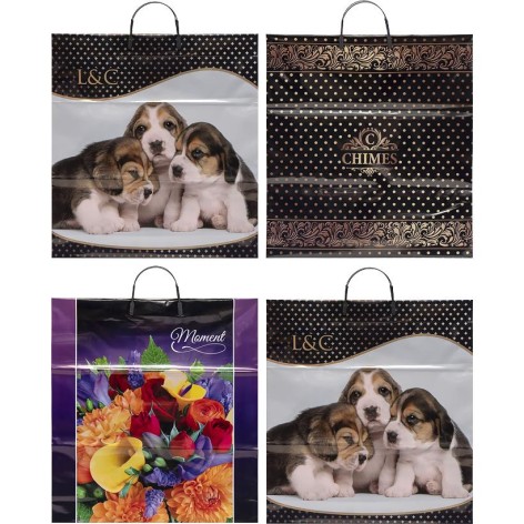 Пакет ламінований з пластиковою ручкою 40/45, ціна за 5 шт.