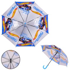 Детский зонт Hot Wheels прозрачный, размер трости – 66 см, диаметр в раскрытом виде – 80 см