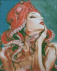 Набор для творчества алмазная картина Морская женственность Strateg размером 40х50 см (D0020)