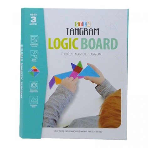 Магнітний танграм J 026 7 магнітні елементи, розкладна дошка, каталог з завданнями, в пакеті