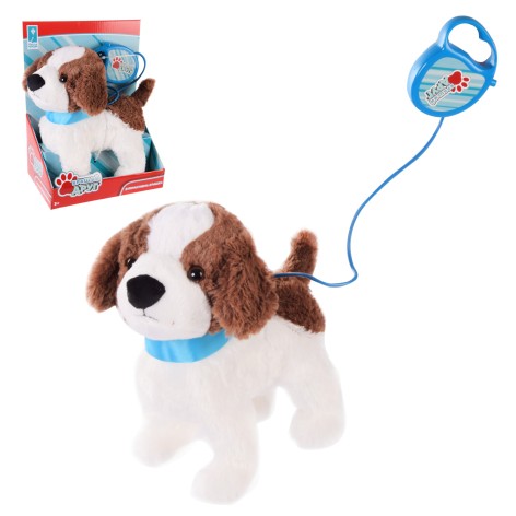 М'яка іграшка Кращий друг собачка на повідку, гавкає, ходить, виляє хвостом, кор. 22*13*28,5см 