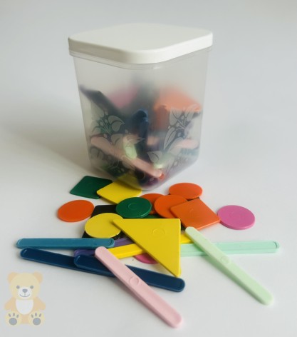 Рахункові палички та геометричні фігури (рах. палички 50 шт, кола 20 шт, трикутники 6 шт, квадратики