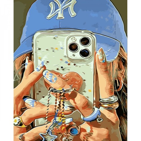 Картина за номерами Селфі стилю 2 Strateg з лаком та рівнем розміром 40х50 см (VA-3646)