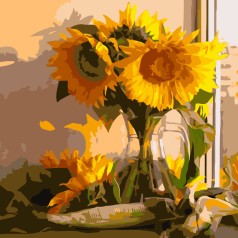 Набір для розпису по номерах Соняхи у вазі Strateg розміром 40х40 см (SK007)
