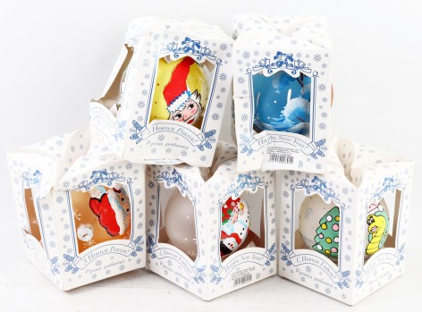 УЦЕНКО 30% Новогодний художественный стеклянный шар ручной труд 10 см 