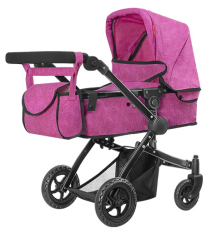 Коляска для ляльки 2в1 Carrello Maestro 9651B Rose Red з сумкою, металева (9651B+BAG ROSE RED)