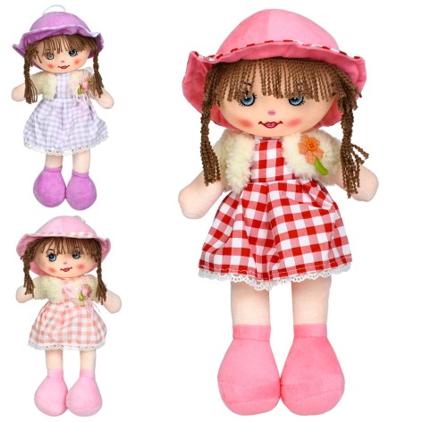 Лялька 37см, м'яконабивна, петелька, 3 кольори, у п/е, 19-37-9см /54/
