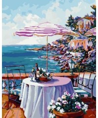 Картина по номерам живопись "Кофейня у моря" 40*50 см