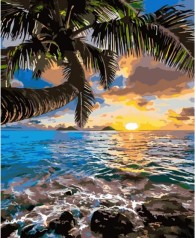 Набор для росписи по номерам Закат на пляже Strateg размером 40х50 см (HH049)