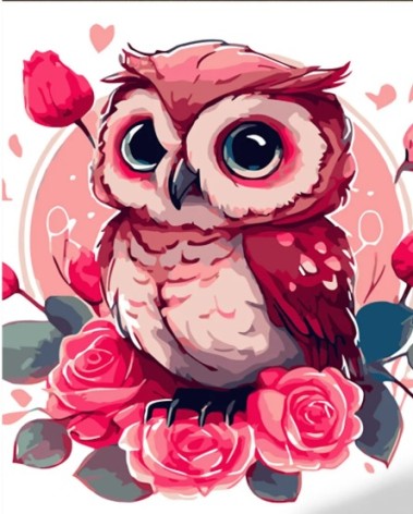 Набор для росписи по номерам Сова в розах Strateg размером 30х40 см (SS6675)