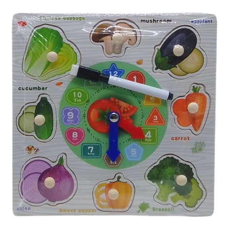 Деревянный вкладыш часы, овощи