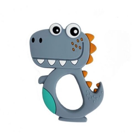 Силиконовый прорезыватель "Дино", серый