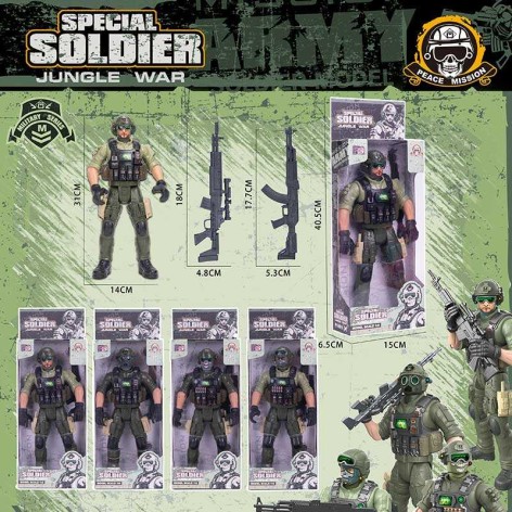 Солдат 4 види, знімні аксесуари, автомат, в кор., мікс видів 