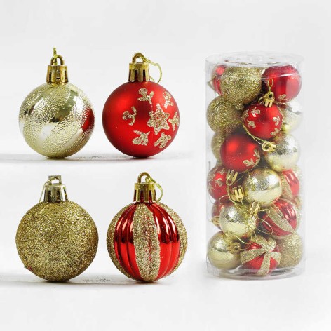 Новорічні прикраси 24 шт, кулька, D = 4 см, у слюді 21*9,5*9,5 см 