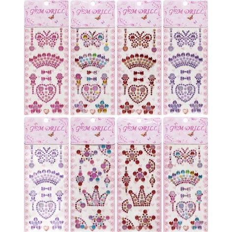 Наклейки камені GW-005, мікс, розмір блістера 23*9см, 12 шт в уп. 