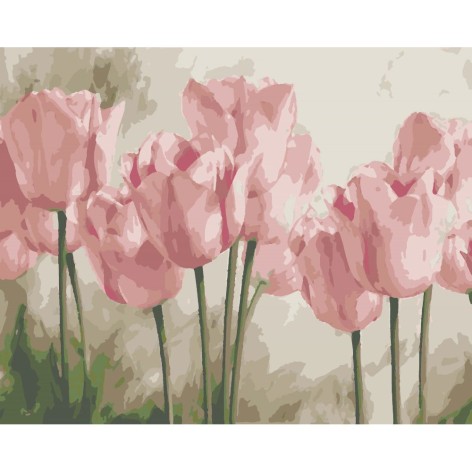 Картина по номерам Розовые тюльпаны 40*50 см Оригами LW 3017