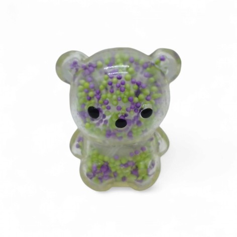 Антистресс Мишка, свет 5,5 см зеленый
