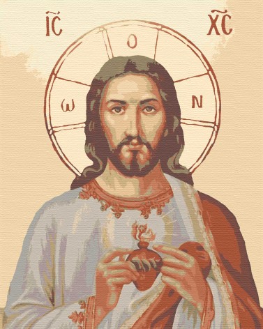 Картина за номерами «Ісус у серці» 40x50, 21 кольорів