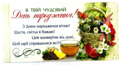 Конверт для грошей простий КПУ16- 89укр(ж) У Твій Чудовий День Народження! ціна за 10шт //