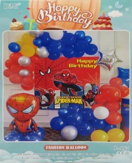 Фотозона с пол.куб.-Happy Birthday-для мальчика.'Человек-Паук'-постер, н-р латексн.фольг.куль.лента-скотч (10*10)