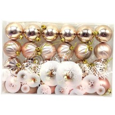 Новорічні прикраси, кульки, 18 штук, (ЗОЛОТО-РОЖЕВІ)