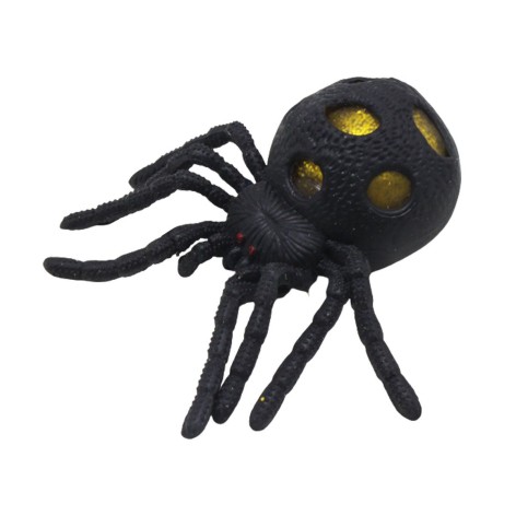 Антистресс Тарантул черный с Глиттером Желтый