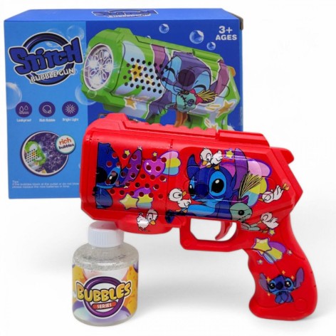 Пістолет з мильними бульбашками "Стіч" підсвічування, пляшечка із мильною рідиною, в коробці