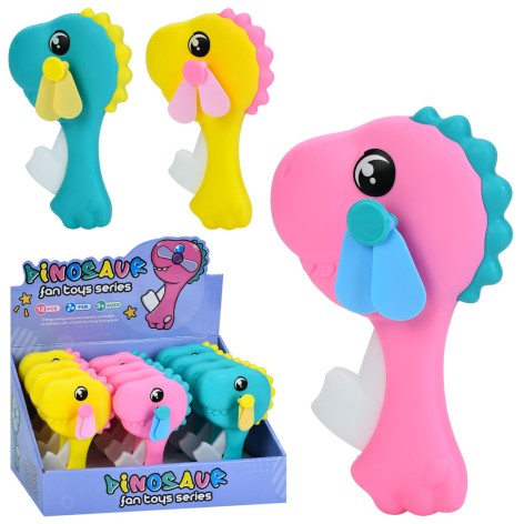 Вентилятор механічний, динозавр, 17,5см, (3кольори) /6/72/12шт в кор. 32,5-18-19,5см