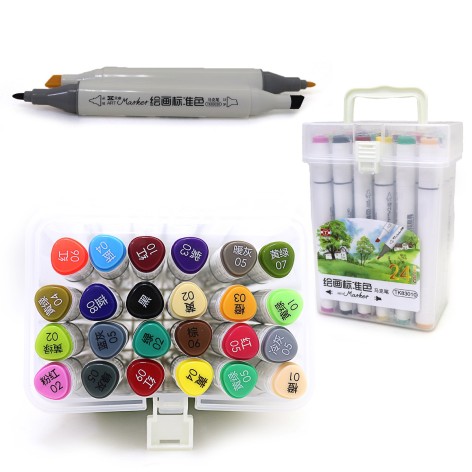 Набор скетч маркеров Вител 24 цвета трехгранные двухсторонние спиртовые (83010TK-24)