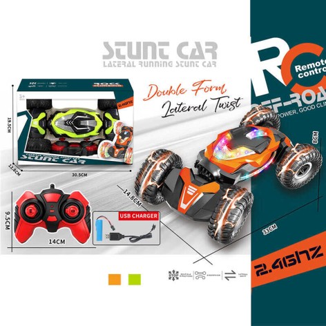 Машинка на радіокеруванні трюкова поворотна з великими колесами 2 кольори