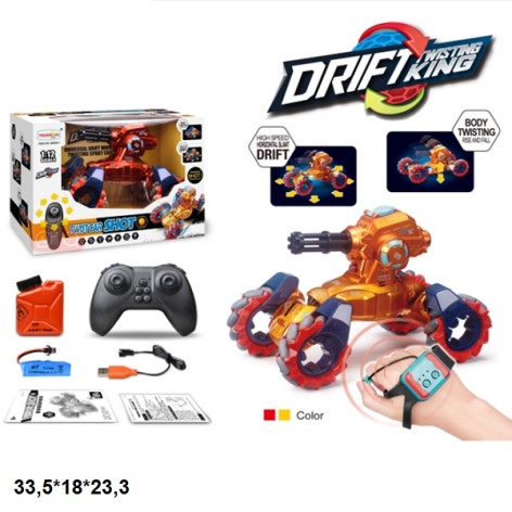 Р.К.Танк-трюкач twist 99009-1A 2в1 акум.USB.стріляє гелевими кульками,світ.дим.дрифт.2кол.кор.33,5*1