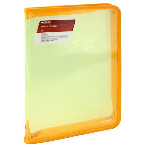 Папка объемная на молнии А4, прозрачная желтая