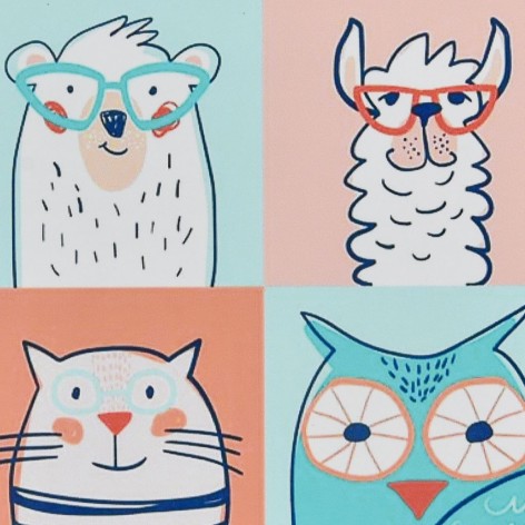 Алмазна мозаїка "Четверо звірят" 30х30 см