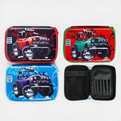 Пенал 3 вида, 3 отделения, 3D-рисунок, в слюде, микс видов 