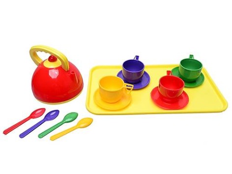 Набор игрушечной посуды (14 предметов) с подносом Юника