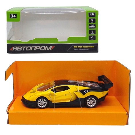 Машинка металева серії Автопром, світло, звук, двері (Жовта)