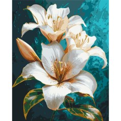 Картина за номерами Квіти. Водяна лілія з фарбами металік  40*50 см Орігамі LW 3294