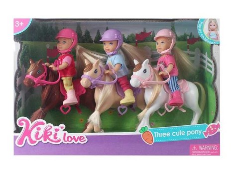 Набор кукол с лошадью 3 штуки в коробке